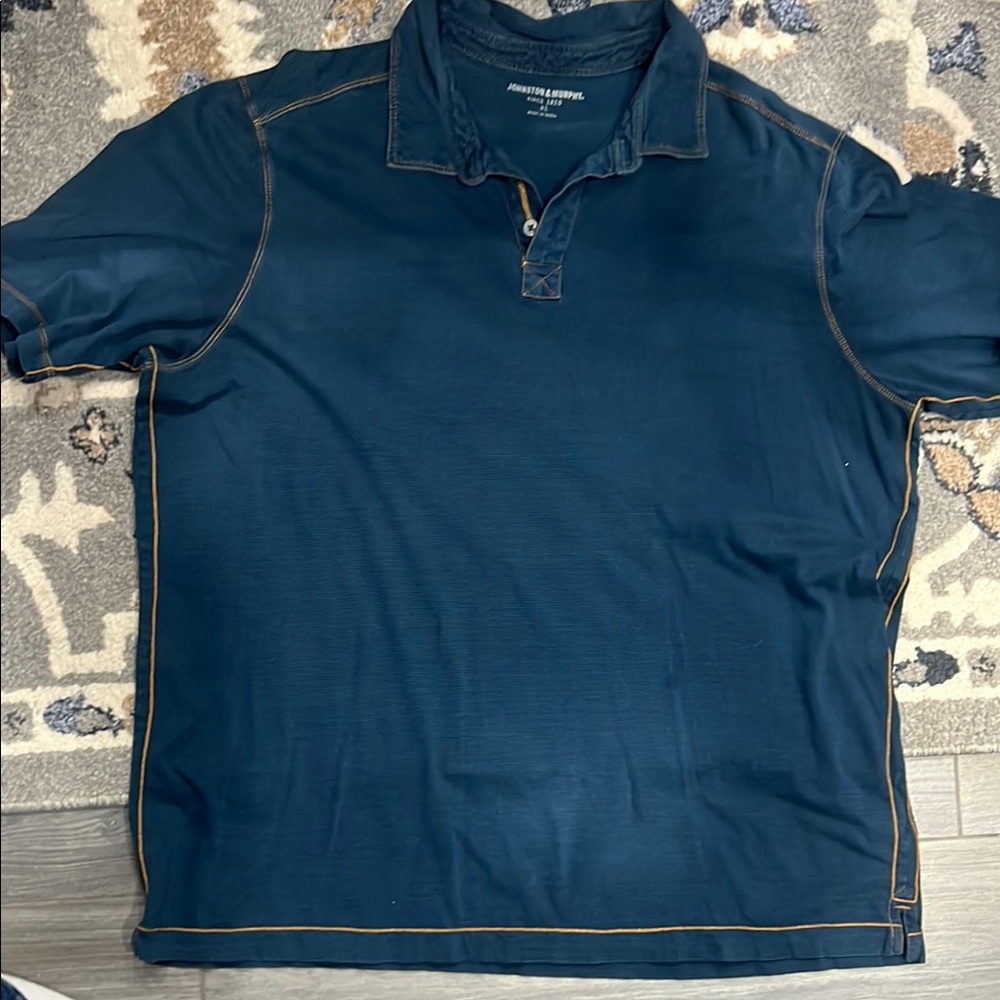 Johnston & Murphy Blue Polo with Zipper Placket